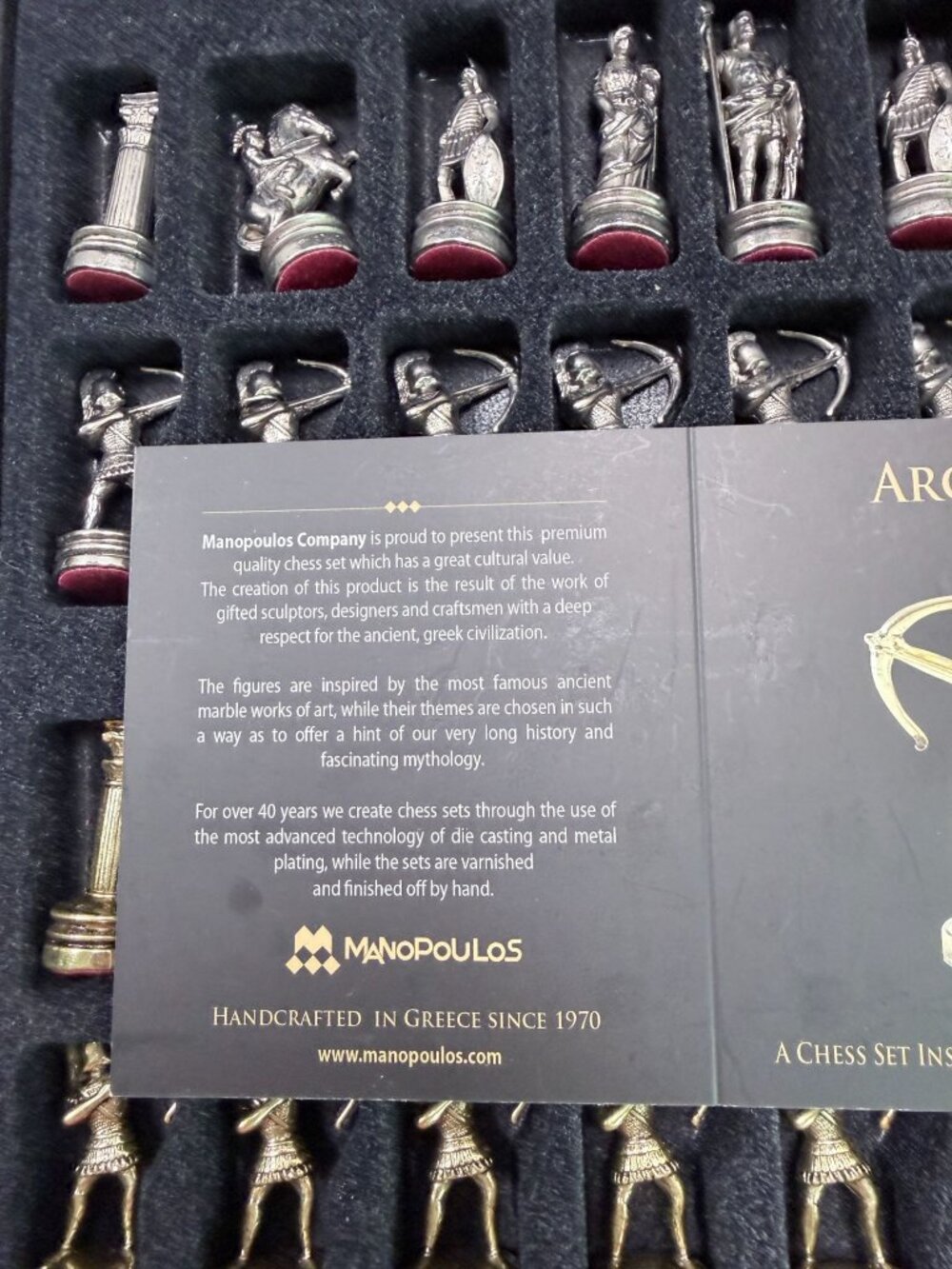 Manopoulos Chess Set Greek Mythology Archer Blue Complete Handcrafted - Picture 5 of 16